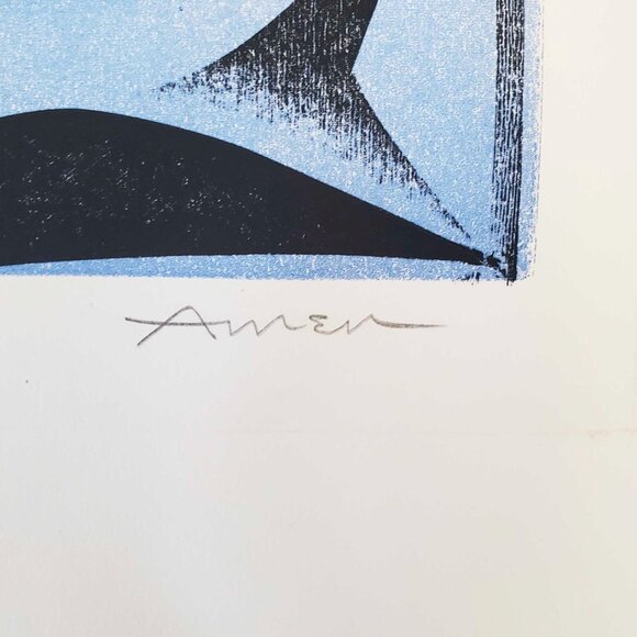 Irving Amen Vintage Mid Century Bird and Flower Wall Art Print 66/200 Signed - Picture 3 of 5